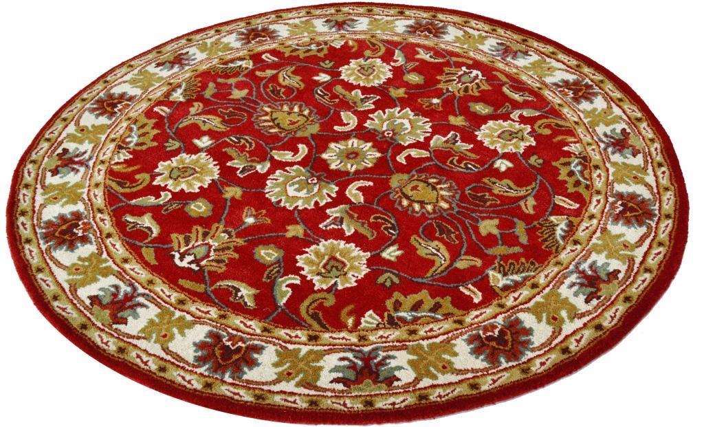 Handmade Floral Wool Rug - Kashan2- Red/Cream - 110x160cm