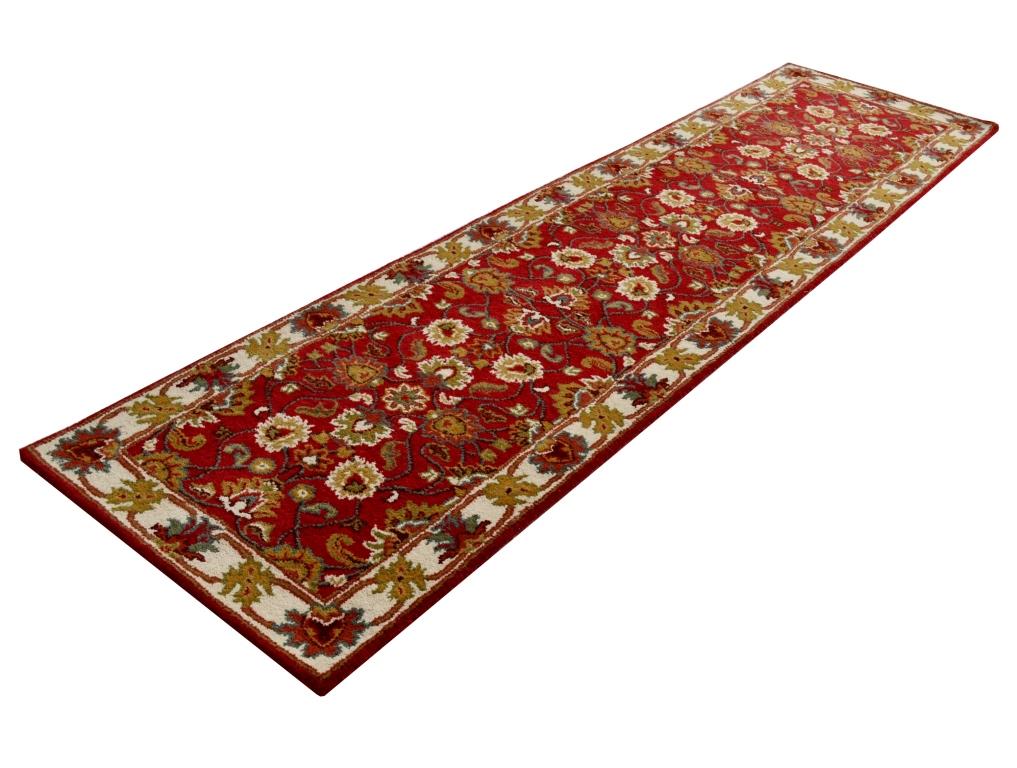 Handmade Floral Wool Rug - Kashan2- Red/Cream - 110x160cm