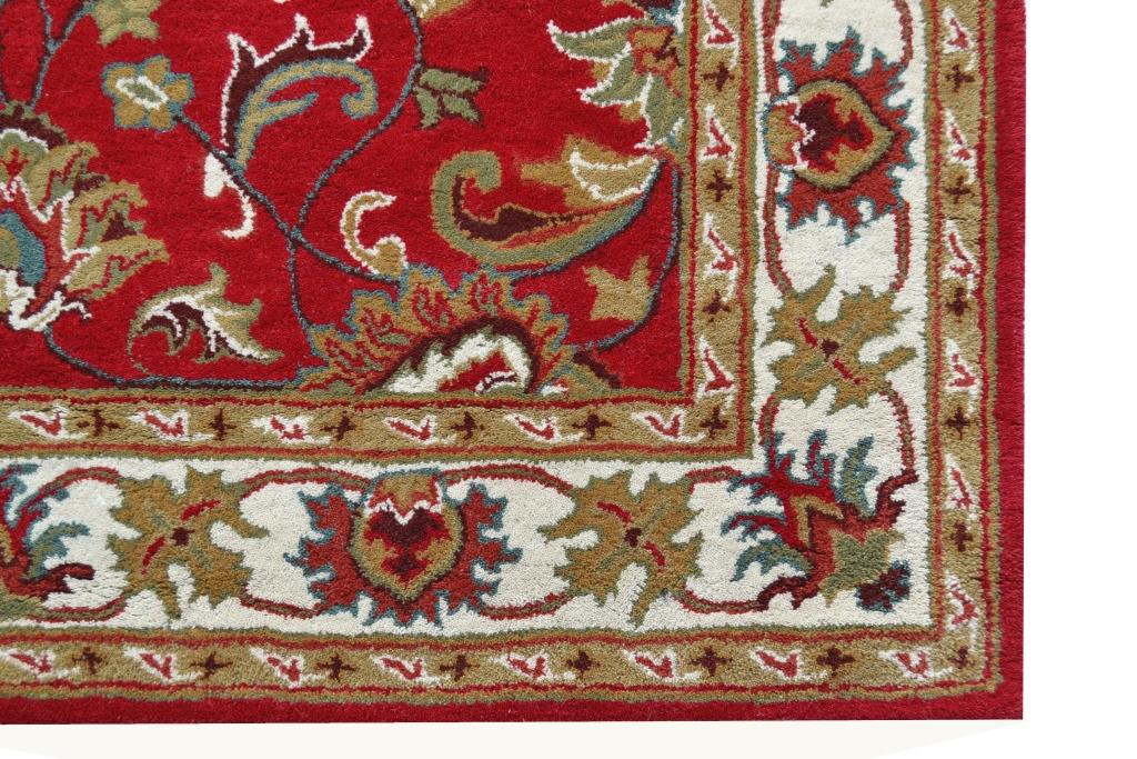 Handmade Floral Wool Rug - Kashan2- Red/Cream - 110x160cm