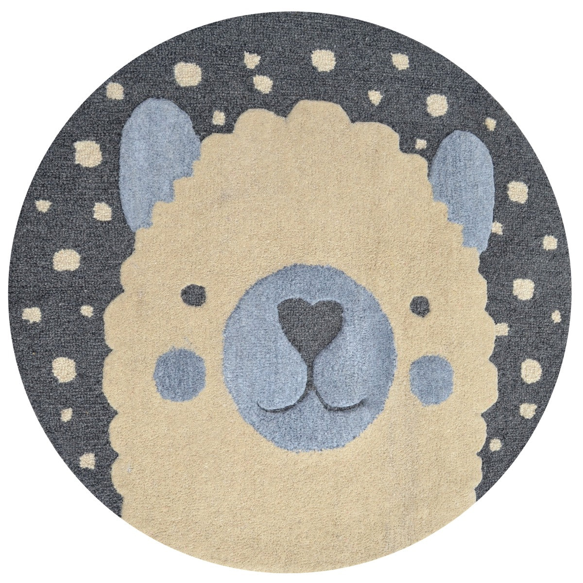 Modern Kids Handmade Wool Rug-Grizzly K-6410-Cream Grey-100x100cm
