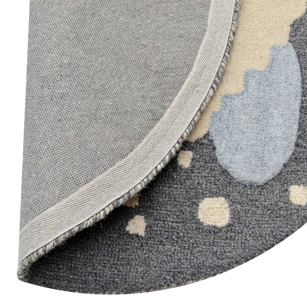 Modern Kids Handmade Wool Rug-Grizzly K-6410-Cream Grey-100x100cm