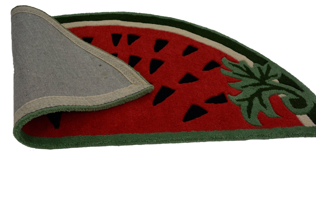 Handmade Kids Wool Rug - Watermelon - Red - 67x127cm