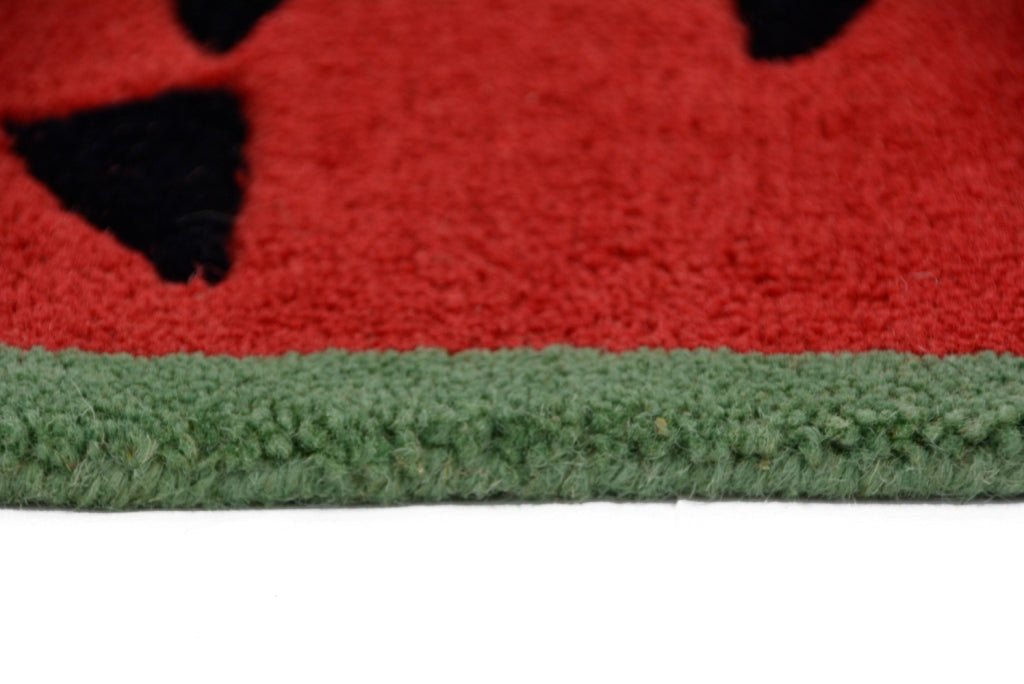 Handmade Kids Wool Rug - Watermelon - Red - 67x127cm