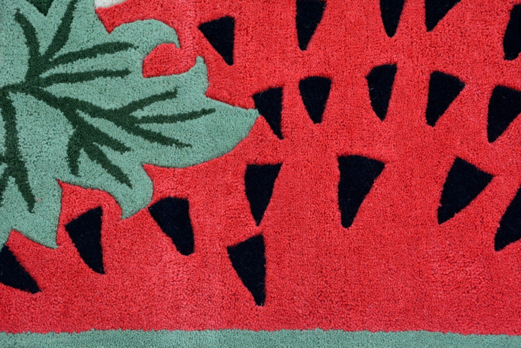 Handmade Kids Wool Rug - Watermelon - Red - 67x127cm