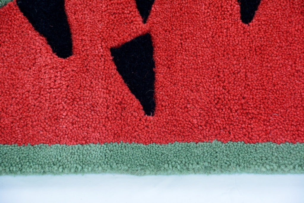 Handmade Kids Wool Rug - Watermelon - Red - 67x127cm