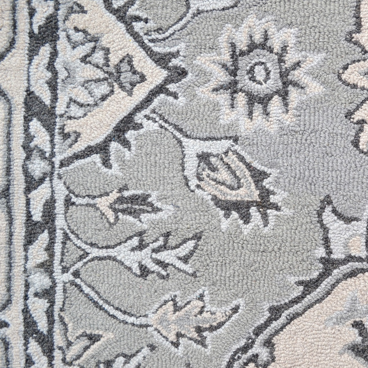 Vintage Handmade Wool Rug-Kashan 6269-Grey-110x160cm