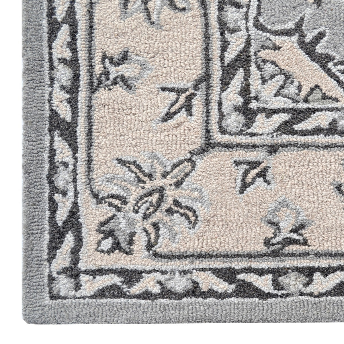 Vintage Handmade Wool Rug-Kashan 6269-Grey-110x160cm