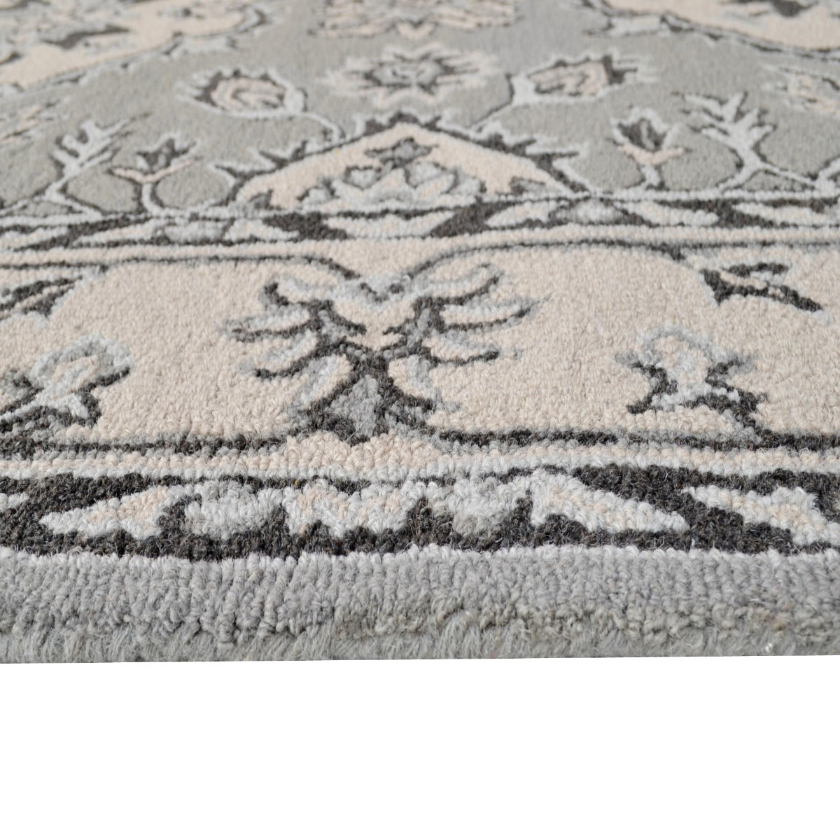 Vintage Handmade Wool Rug-Kashan 6269-Grey-110x160cm