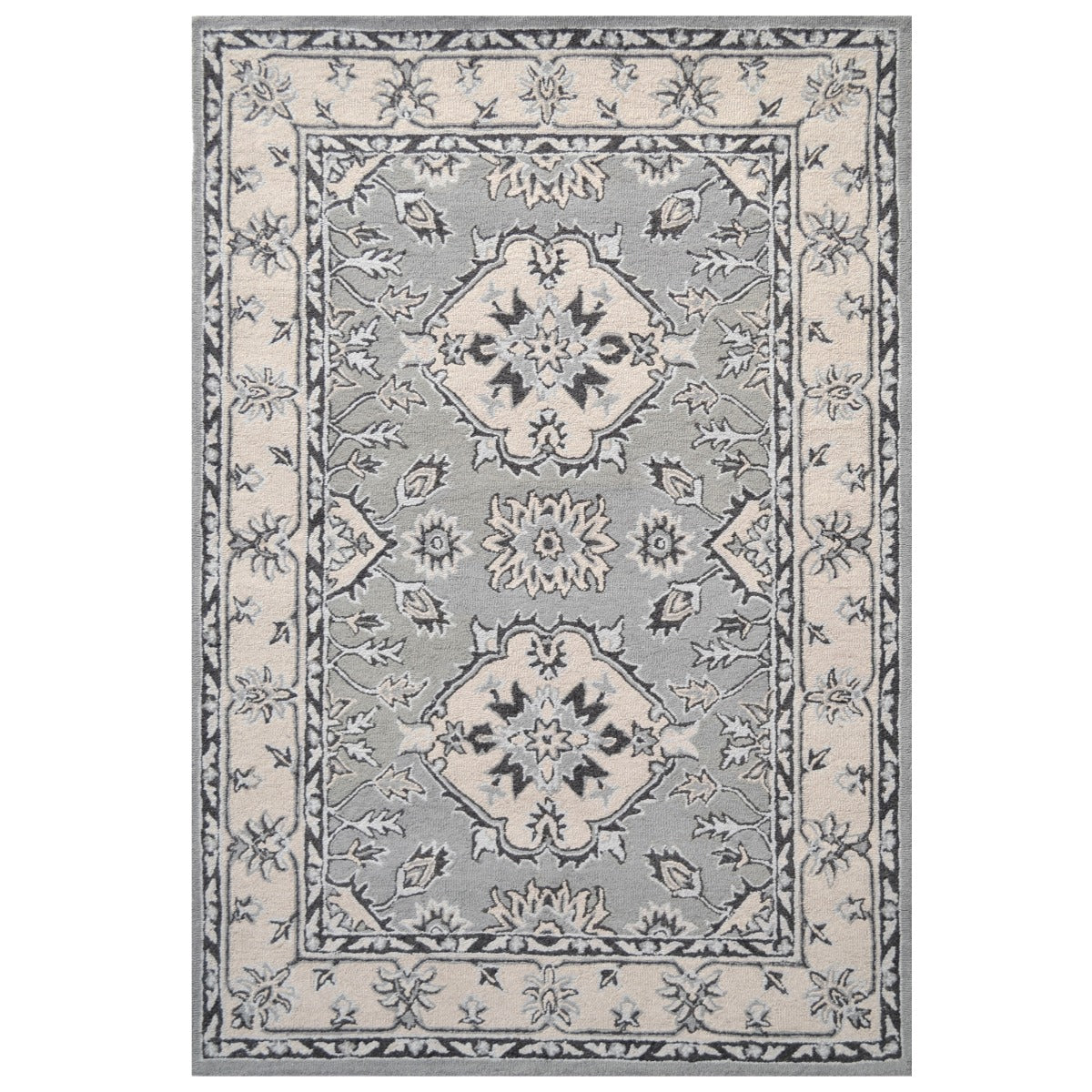 Vintage Handmade Wool Rug-Kashan 6269-Grey-110x160cm