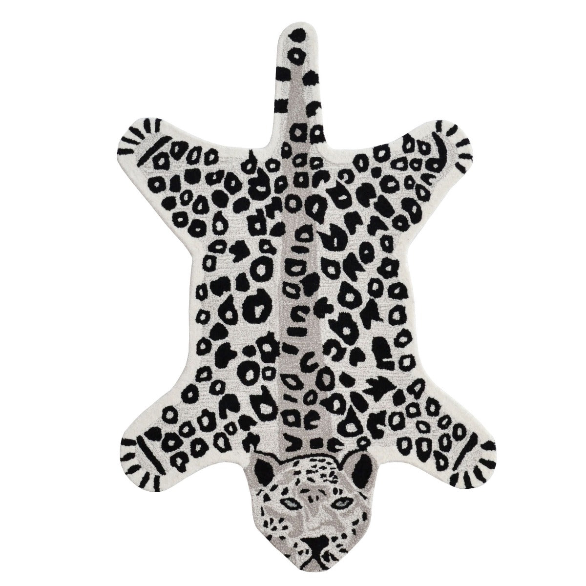 Natural Handmade Jungle Kids Rug-Snow Leopard-Ivory Black-110x160cm