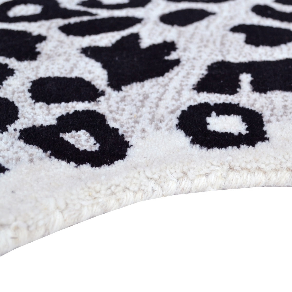 Natural Handmade Jungle Kids Rug-Snow Leopard-Ivory Black-110x160cm