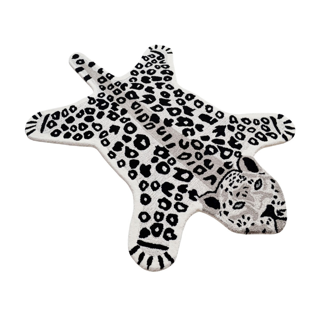 Natural Handmade Jungle Kids Rug-Snow Leopard-Ivory Black-110x160cm