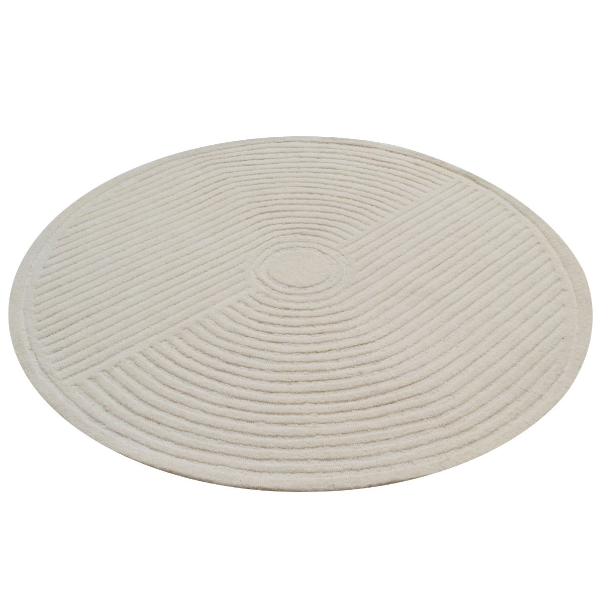 Contemporary Handmade Round Wool Rug-Luxury 6404-Ivory-160x160cm