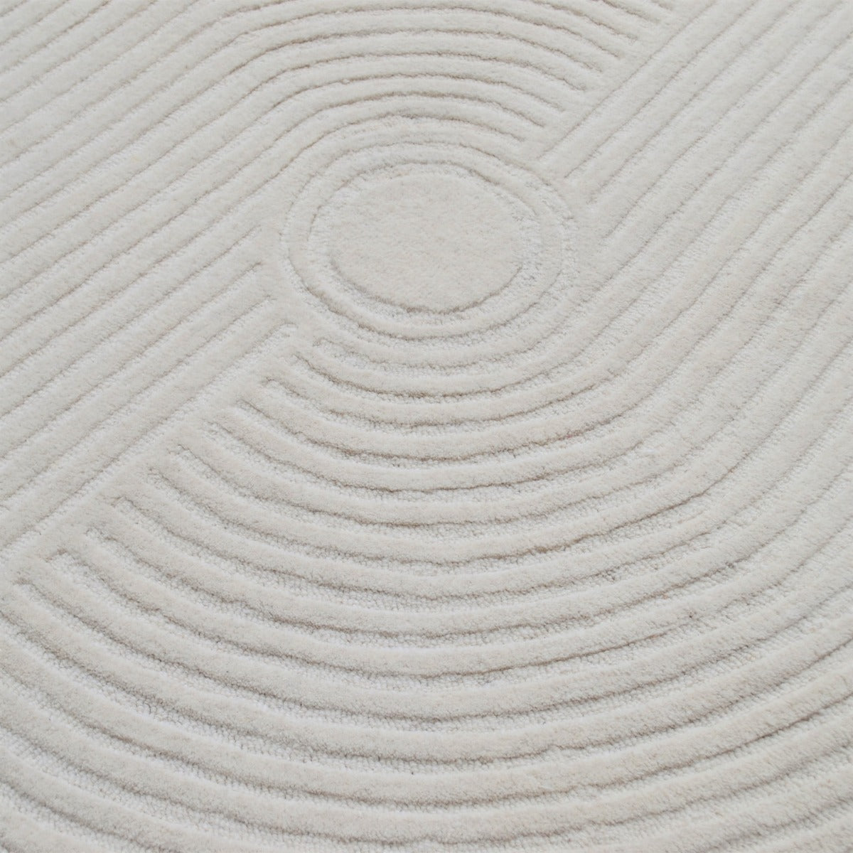 Contemporary Handmade Round Wool Rug-Luxury 6404-Ivory-160x160cm