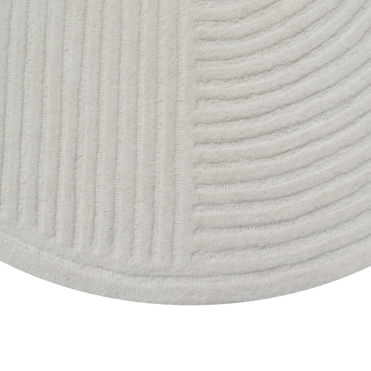 Contemporary Handmade Round Wool Rug-Luxury 6404-Ivory-160x160cm