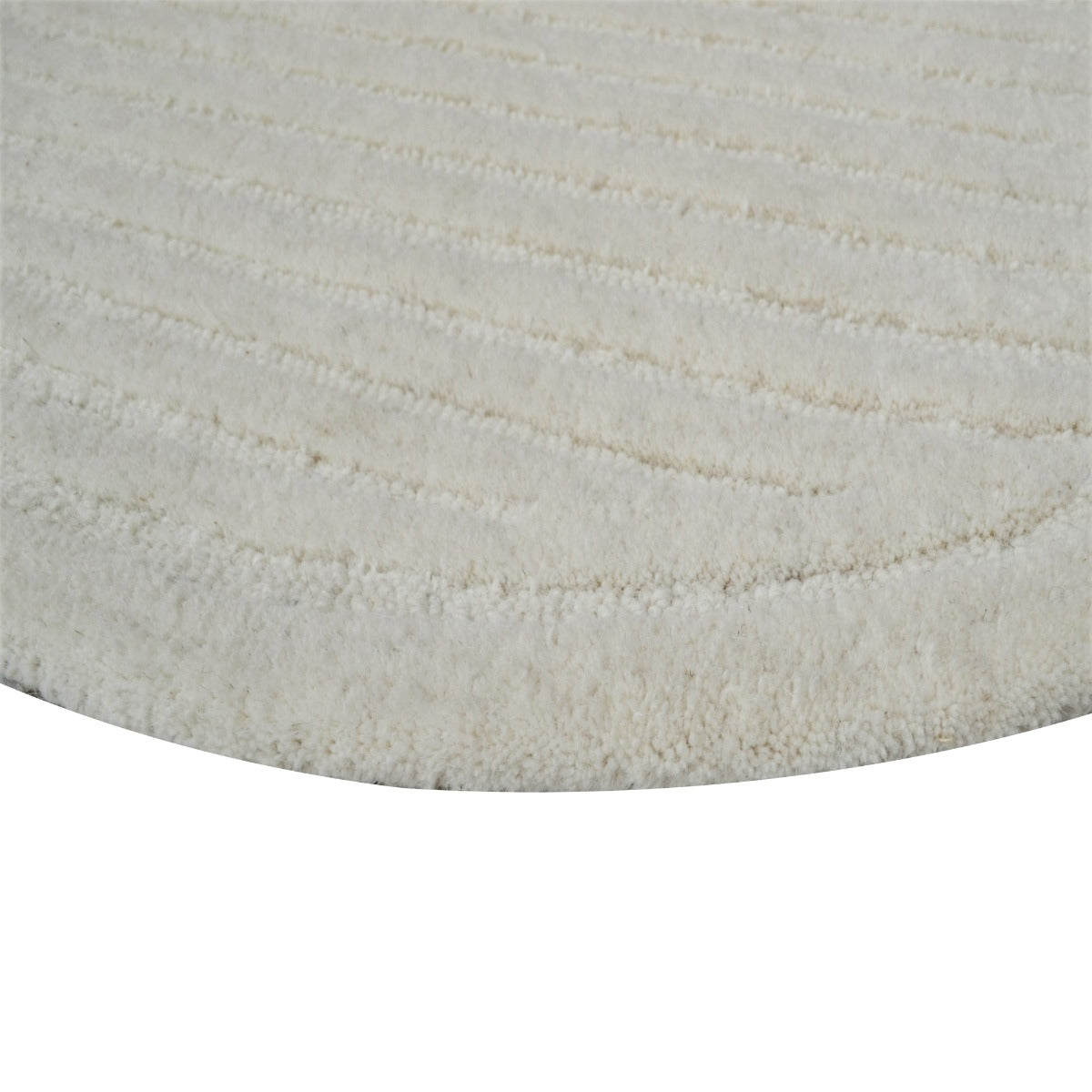 Contemporary Handmade Round Wool Rug-Luxury 6404-Ivory-160x160cm