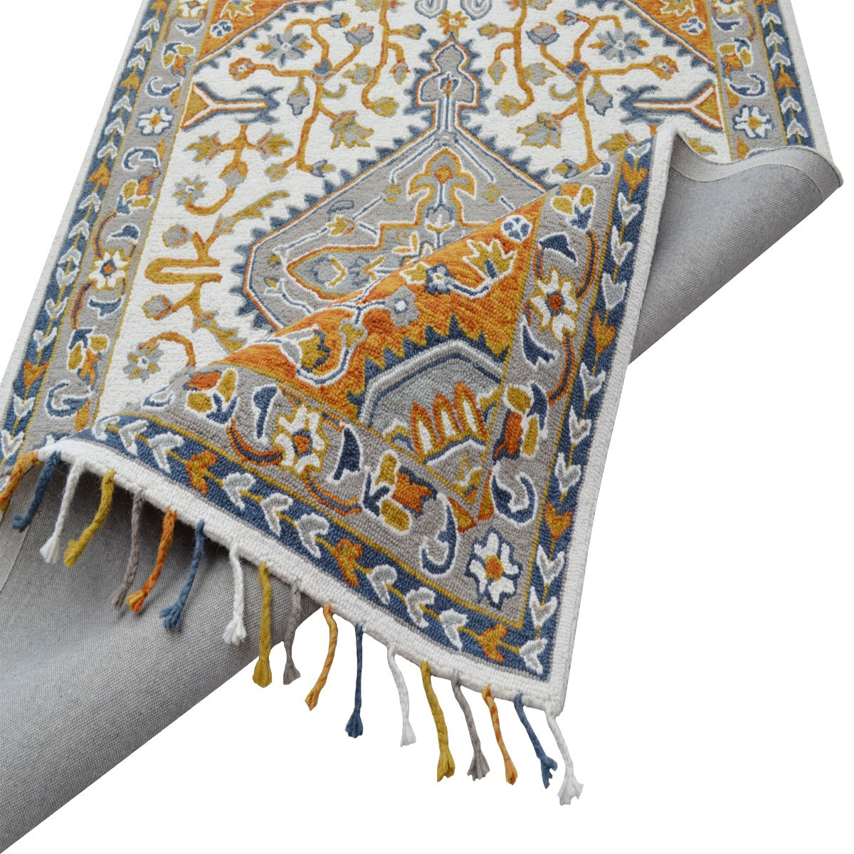Handmade Lyon Wool Rug-6300-Ivory Grey-110x160cm