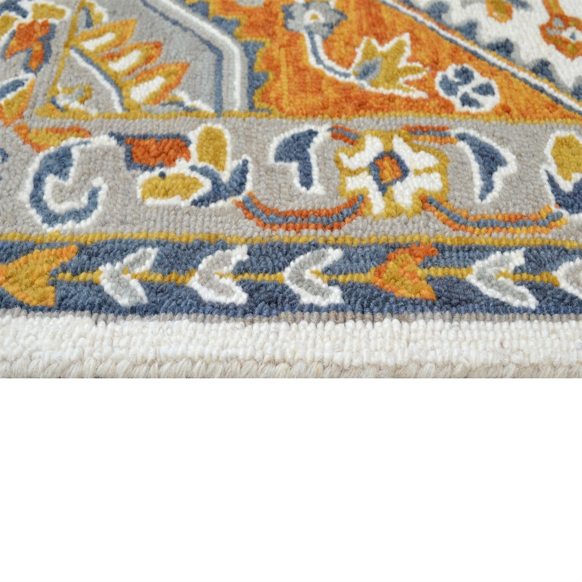 Handmade Lyon Wool Rug-6300-Ivory Grey-110x160cm