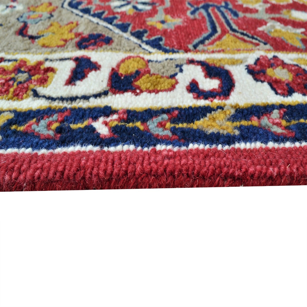 Handmade Lyon Wool Rug-6300-Red Ivory-110x160cm