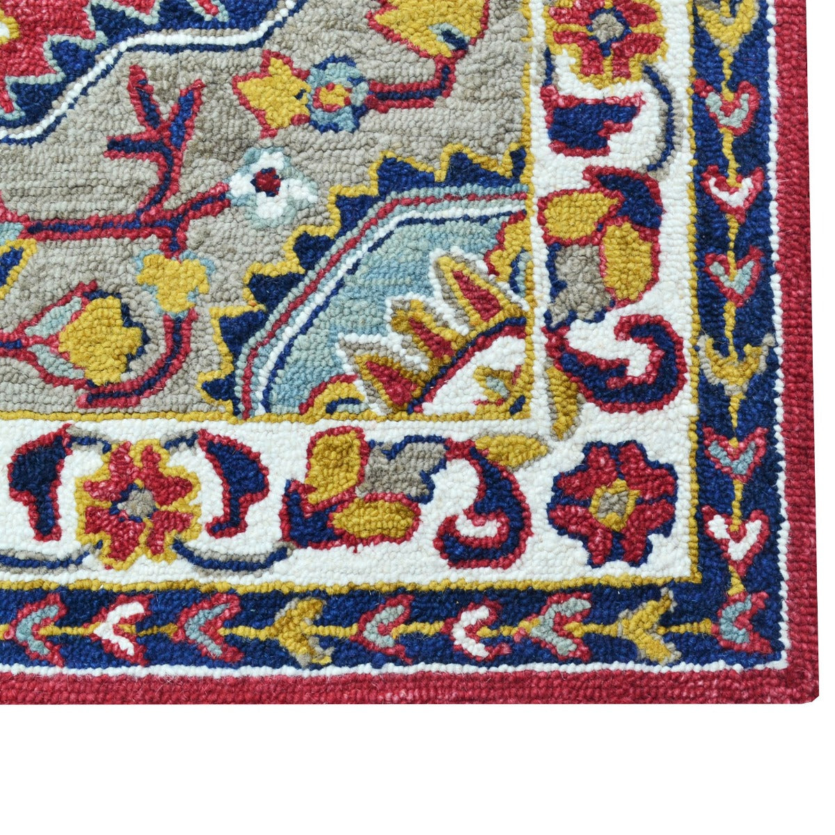 Handmade Lyon Wool Rug-6300-Red Ivory-110x160cm