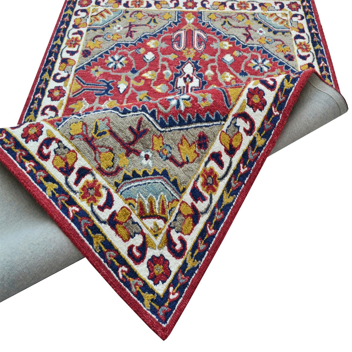 Handmade Lyon Wool Rug-6300-Red Ivory-110x160cm