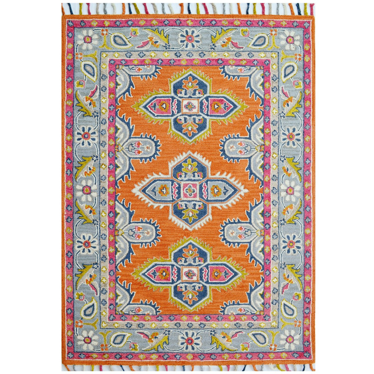 Handmade Lyon Wool Rug-6304-Orange-110x160cm