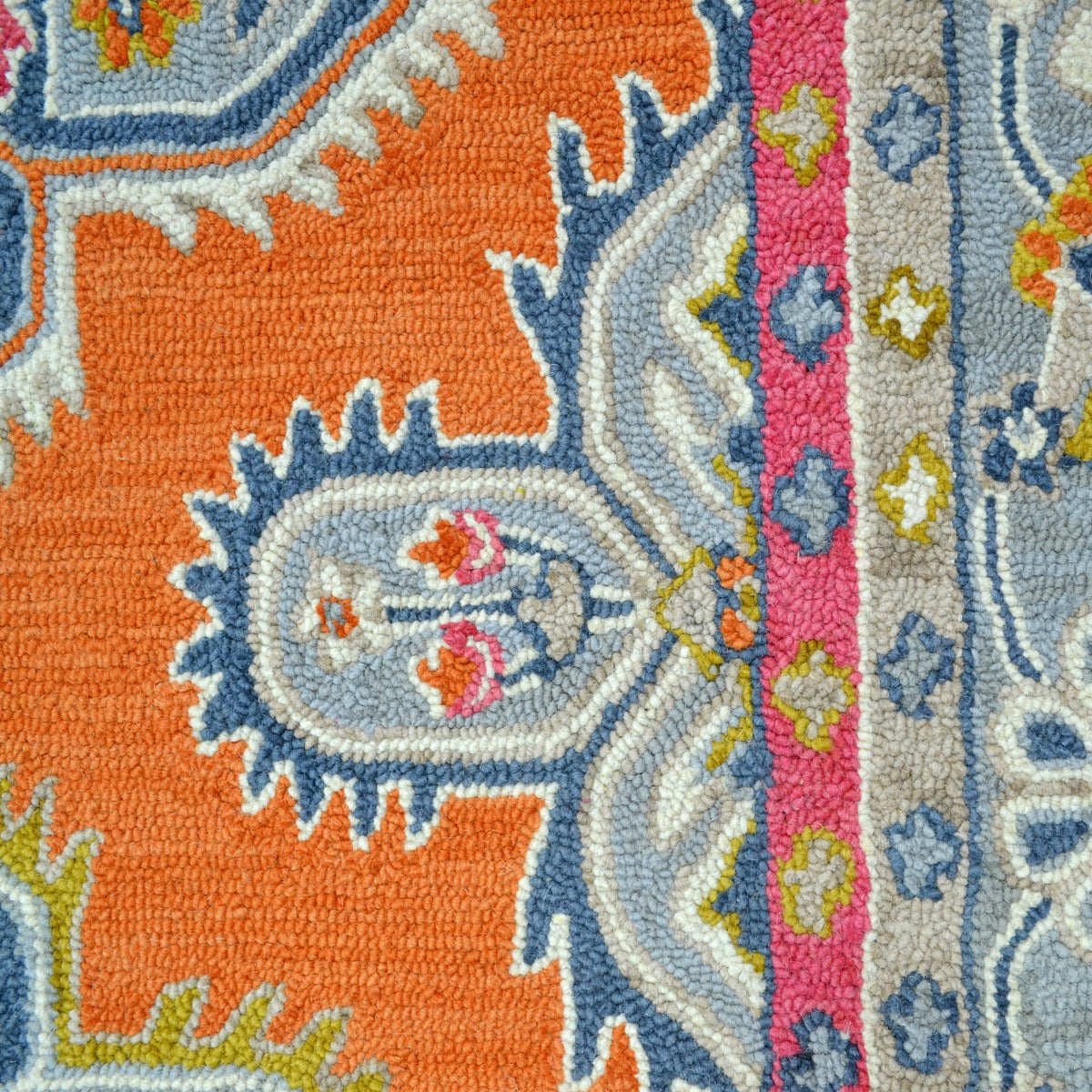 Handmade Lyon Wool Rug-6304-Orange-110x160cm
