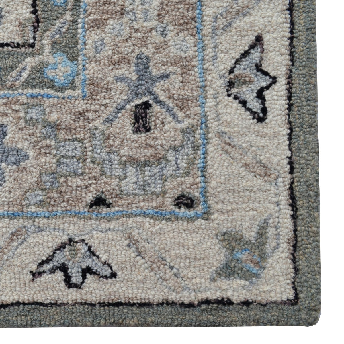 Handmade Lyon Wool Rug-6312-Silver Cream-110x160cm