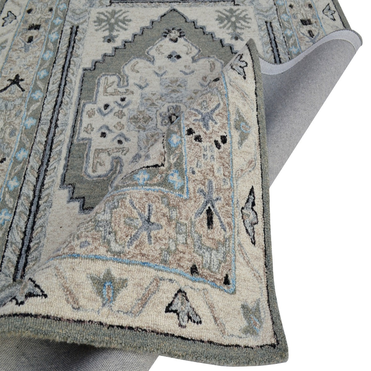 Handmade Lyon Wool Rug-6312-Silver Cream-110x160cm
