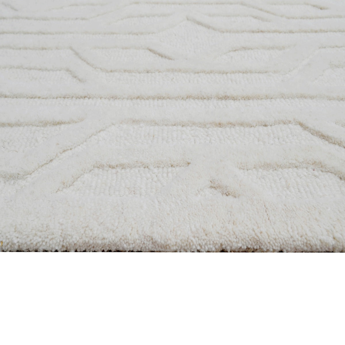 Contemporary Handwoven Wool Rug-Mavis 6371-Ivory-110x160cm