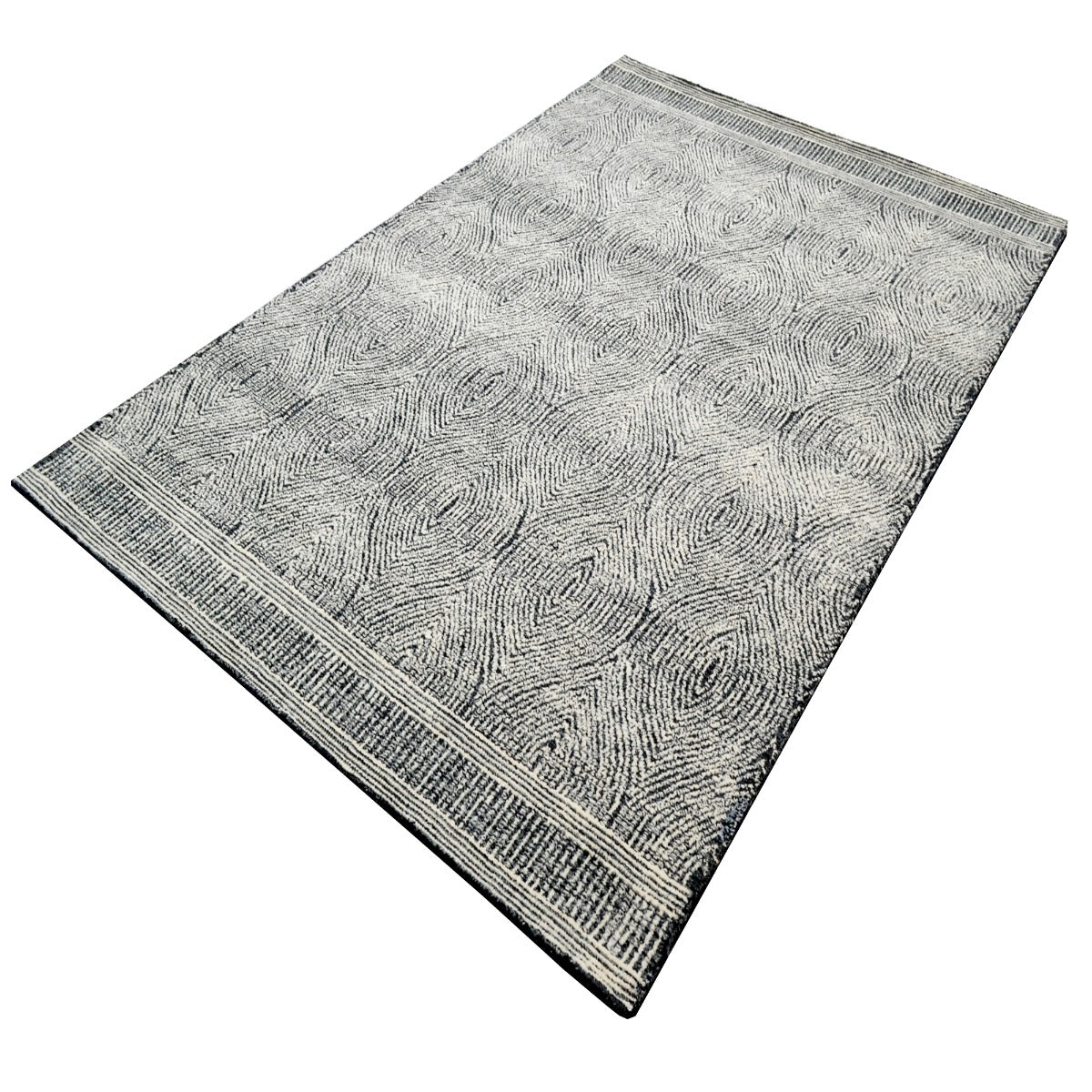 Designer Handmade Wool Rug-Maya6262-Charcoal-110x160cm