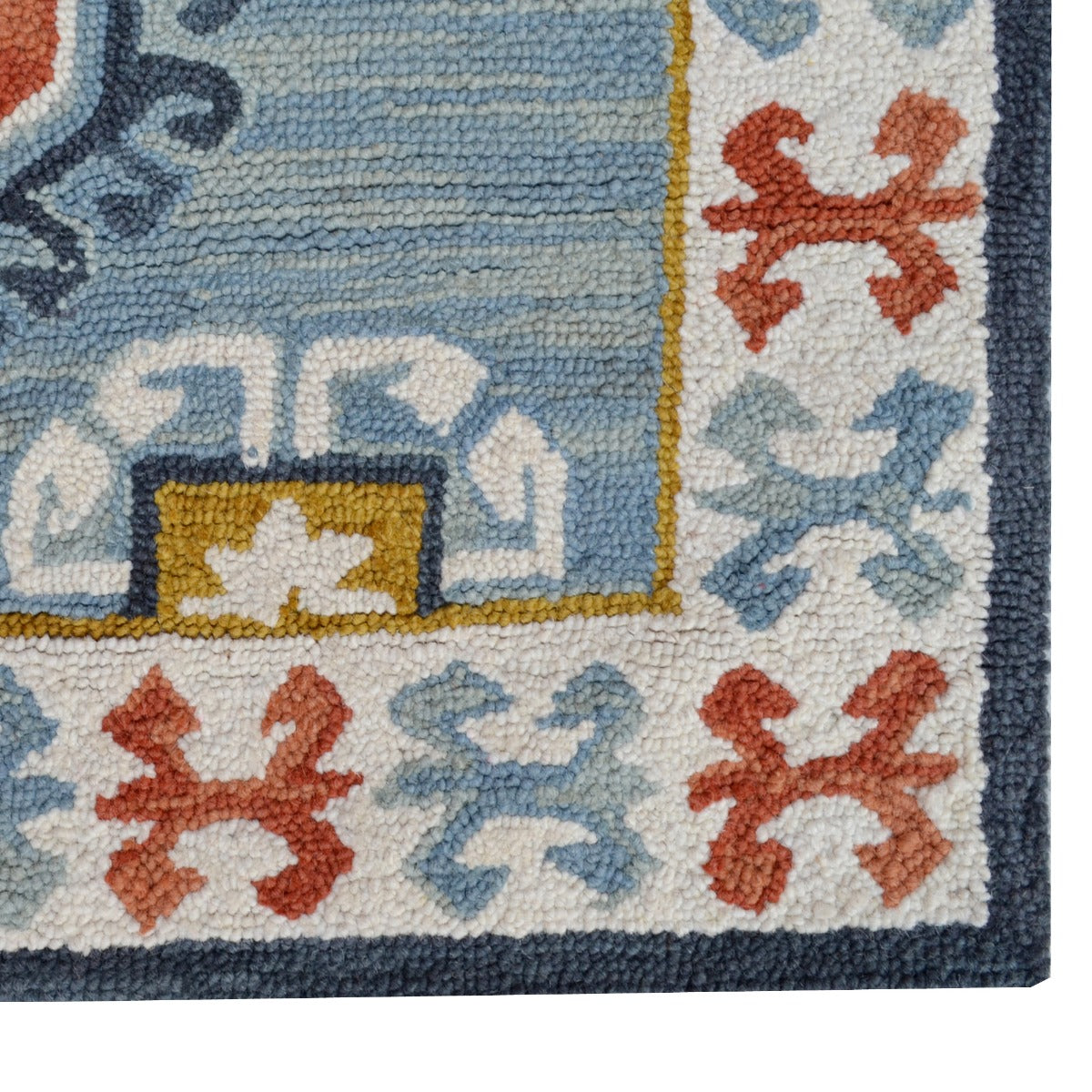 Handmade Milan Wool Rug-6284-Sea Blue-110x160cm