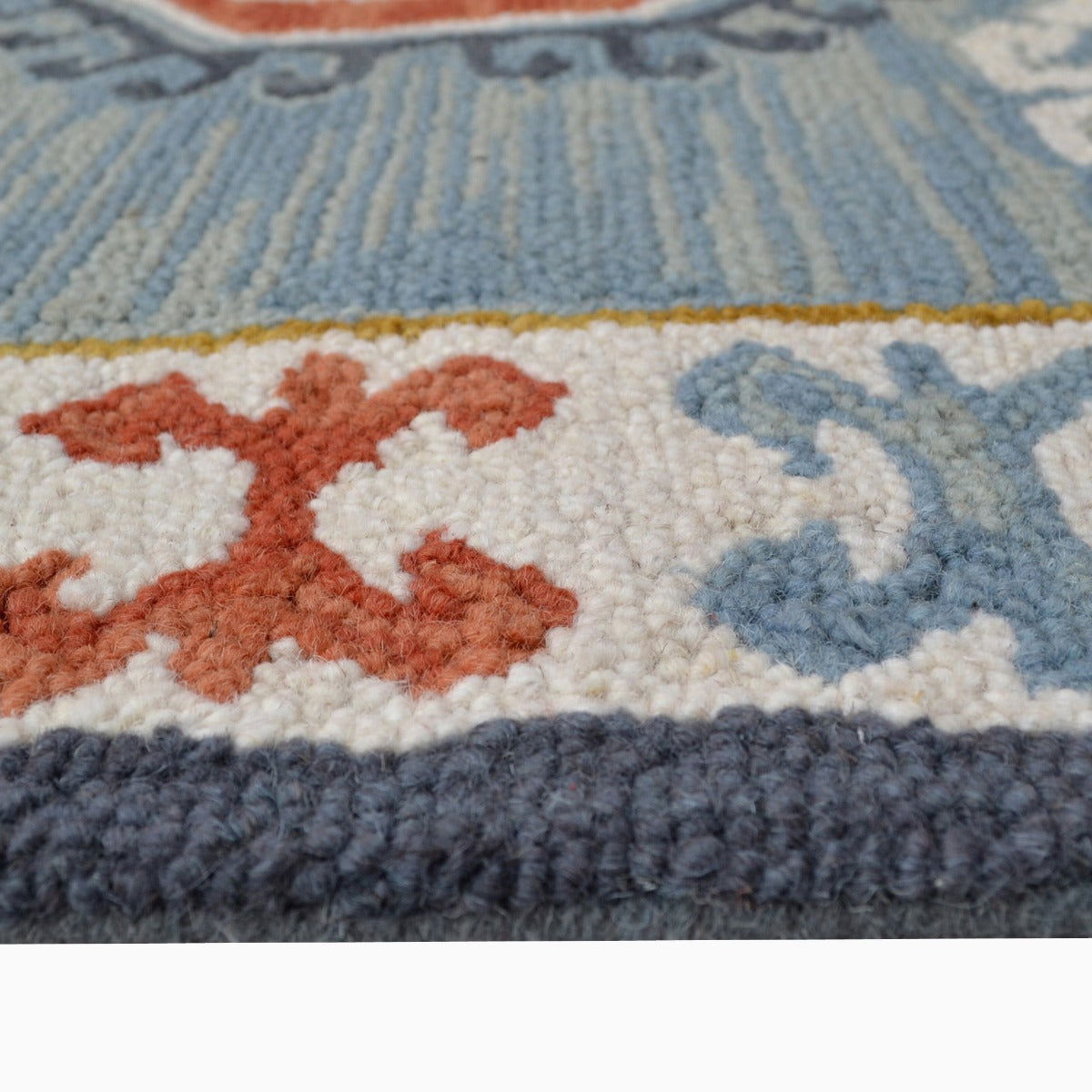 Handmade Milan Wool Rug-6284-Sea Blue-110x160cm