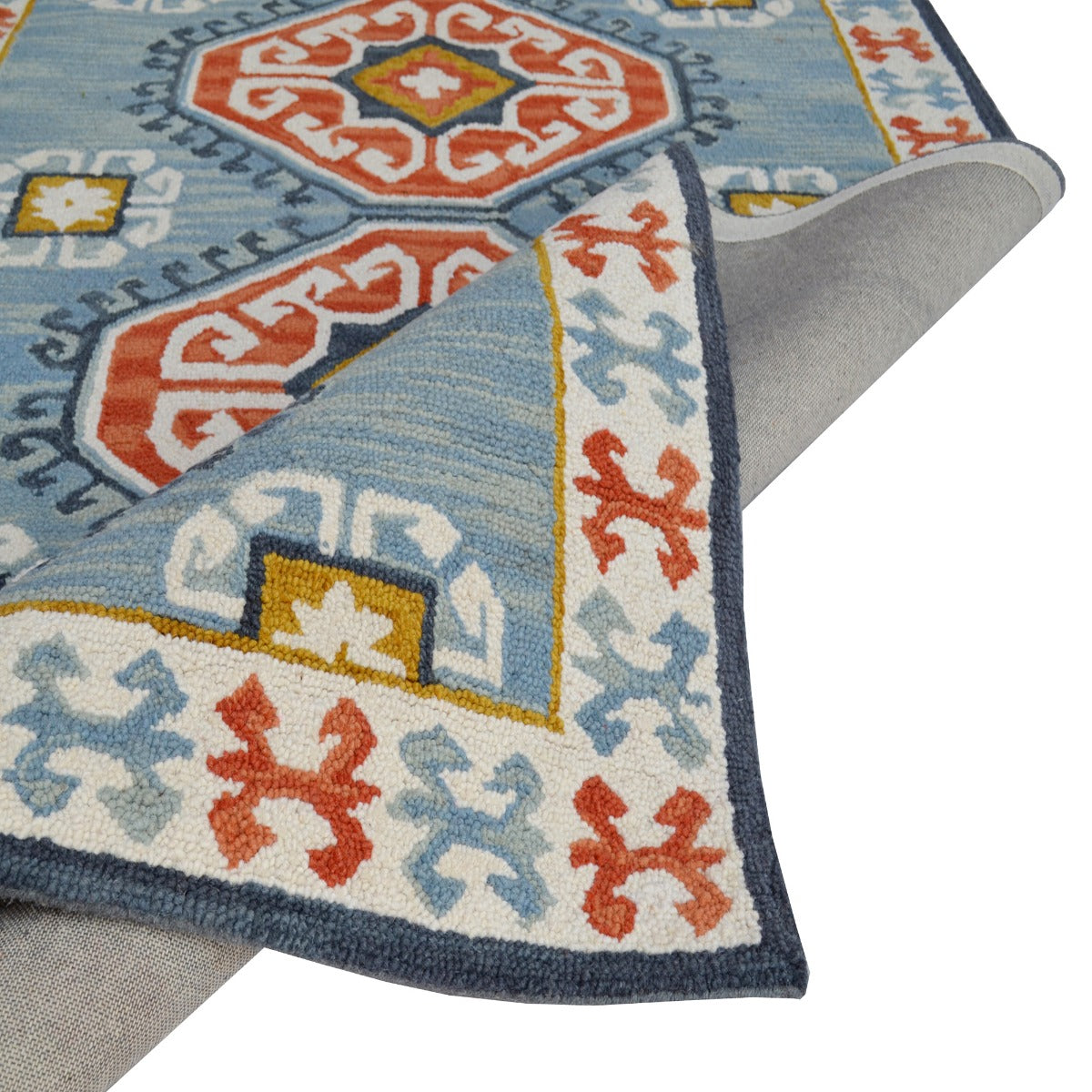 Handmade Milan Wool Rug-6284-Sea Blue-110x160cm