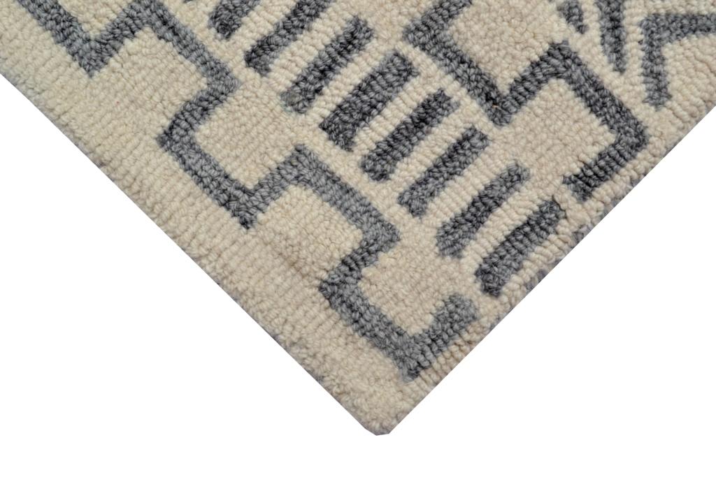 Nile Designer Handmade Wool Rug - 6214 - Ivory/Grey - 110x160cm