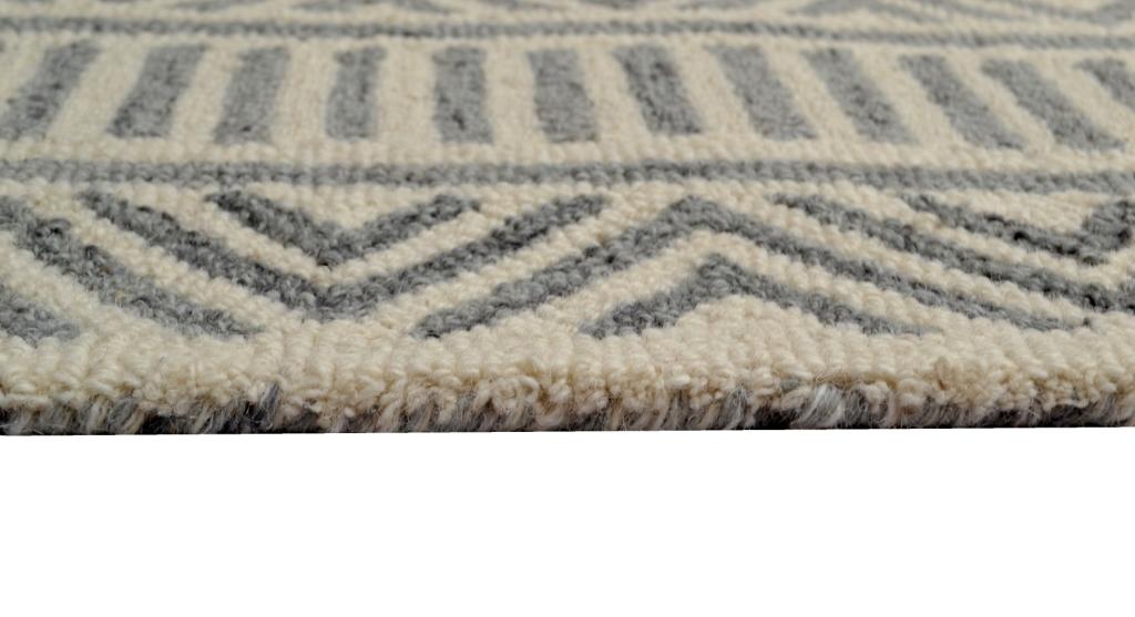 Nile Designer Handmade Wool Rug - 6214 - Ivory/Grey - 110x160cm
