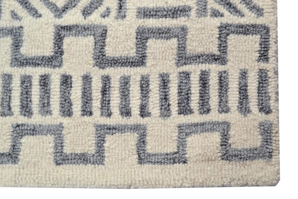 Nile Designer Handmade Wool Rug - 6214 - Ivory/Grey - 110x160cm
