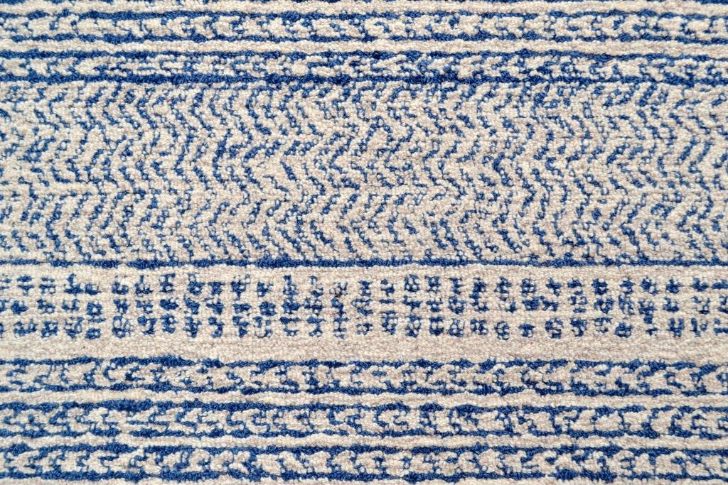 Designer Handmade Wool Rug - Newcastle 6201 - Denim - 110x160cm