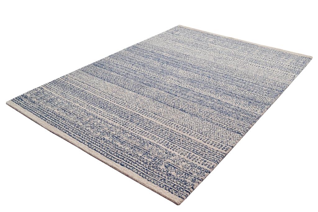 Designer Handmade Wool Rug - Newcastle 6201 - Denim - 110x160cm