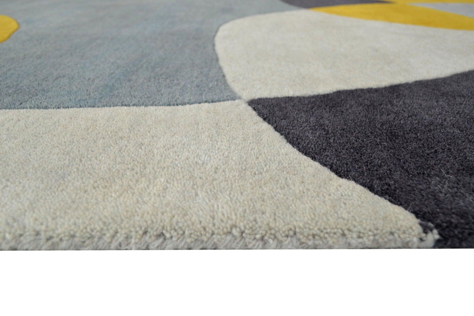 Modern Pebbles Handmade Wool Rug - 6232 - Yellow/Grey - 110X160cm