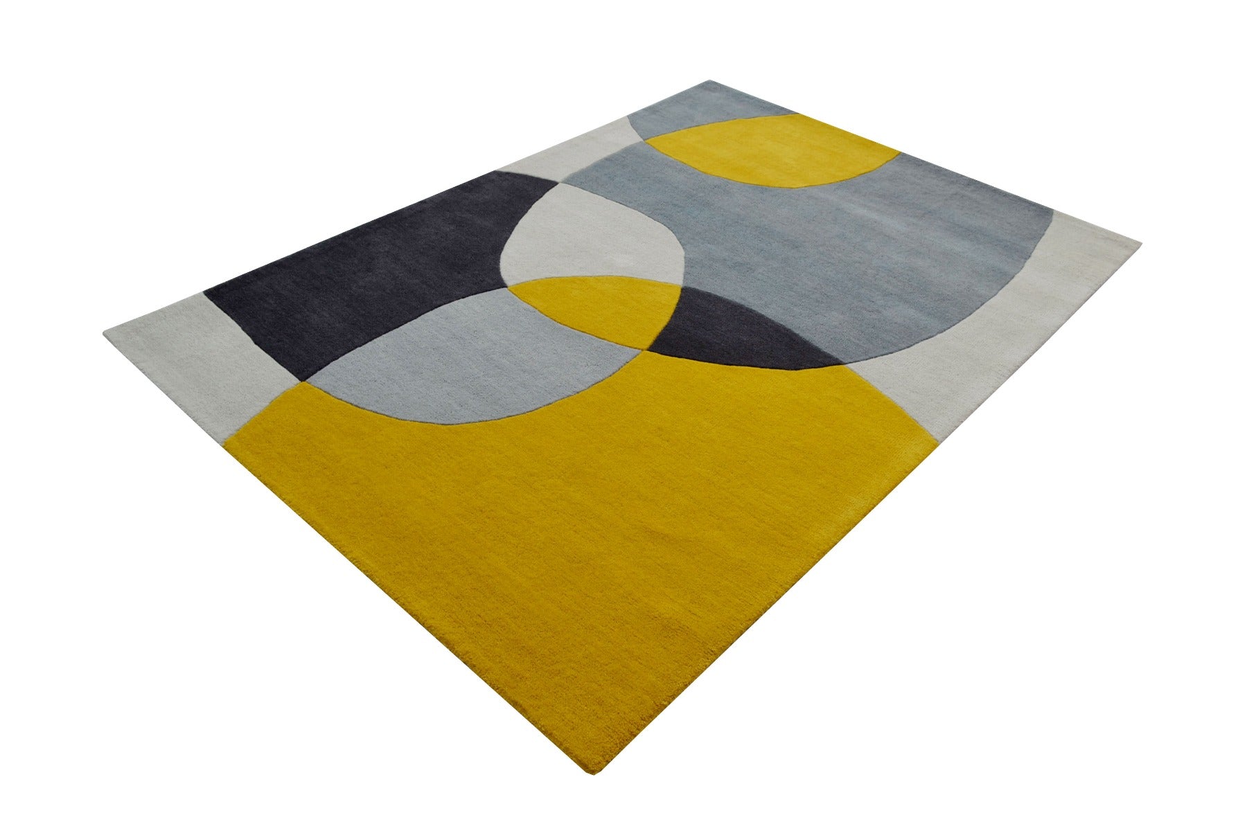 Modern Pebbles Handmade Wool Rug - 6232 - Yellow/Grey - 110X160cm