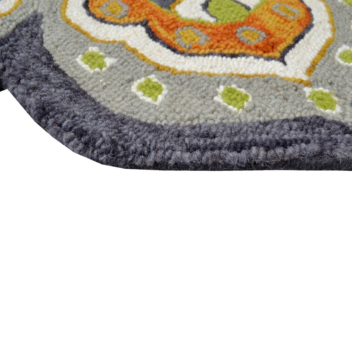 Handmade Floral Wool Rug-Petals 6414-Silver Gold-150x150cm