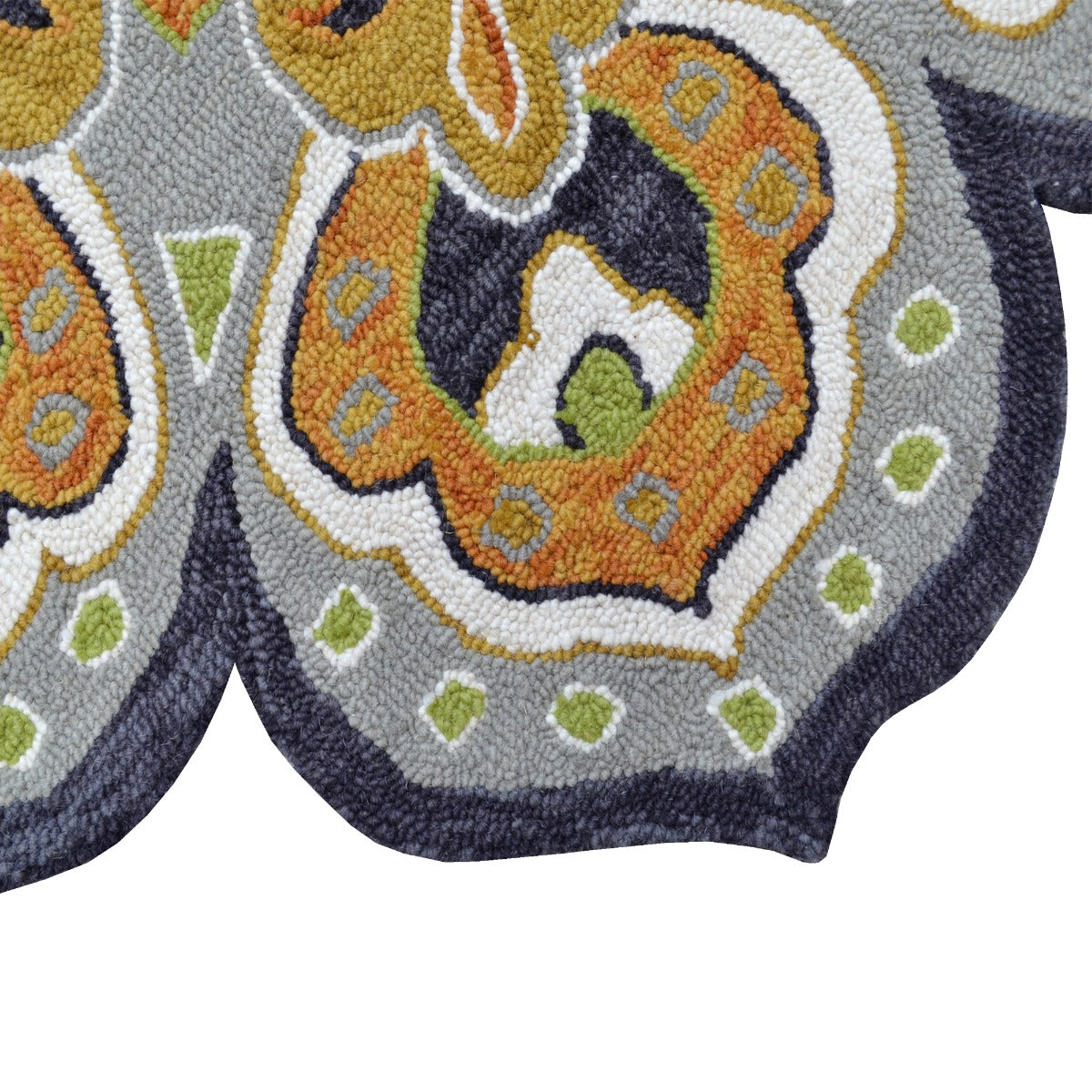 Handmade Floral Wool Rug-Petals 6414-Silver Gold-150x150cm