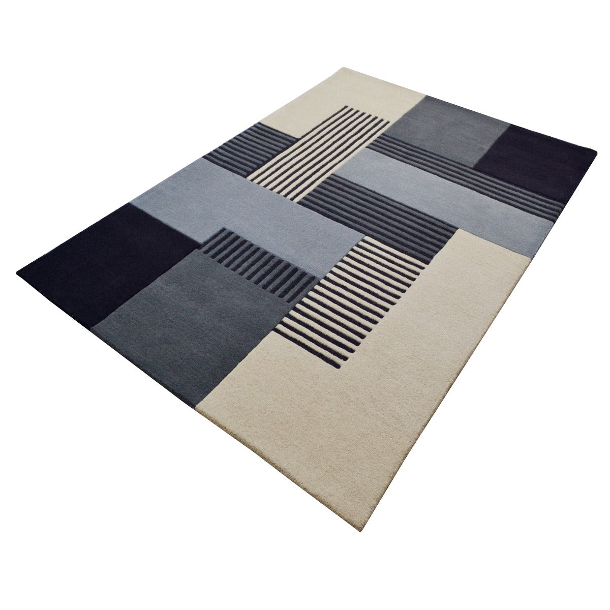 Handmade Wool Rug-Pixel 6406-Grey-110x160cm