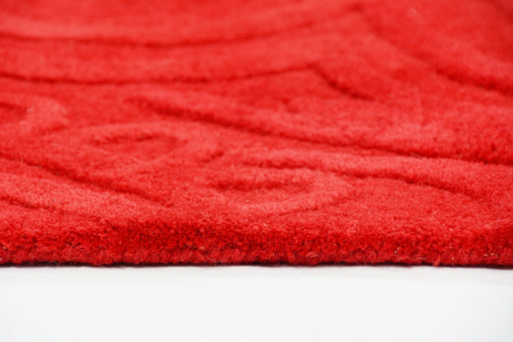 Modern Handmade Wool Rug - Paisley - Red - 160x230cm