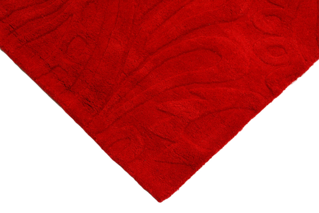 Modern Handmade Wool Rug - Paisley - Red - 160x230cm