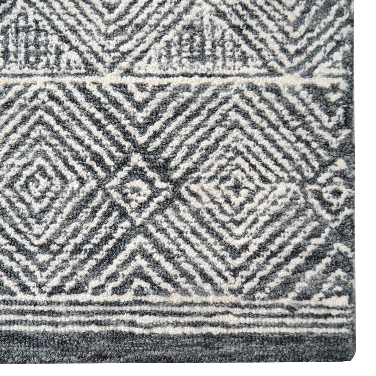 Handmade Roza Wool Rug-6285-Charcoal-110x160cm
