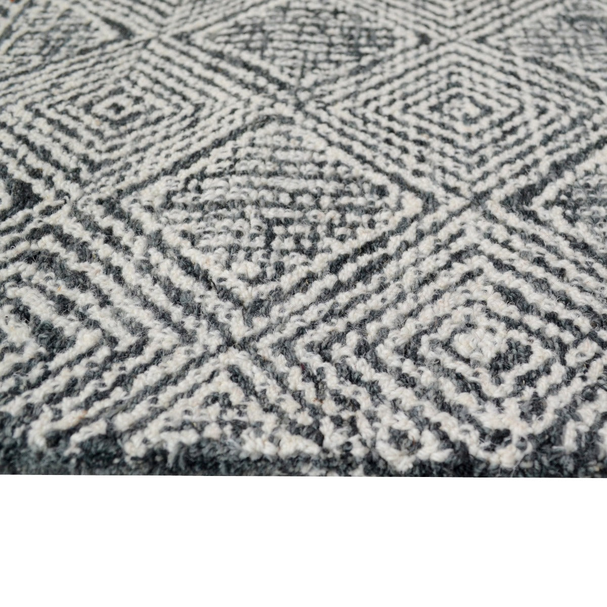 Handmade Roza Wool Rug-6285-Charcoal-110x160cm
