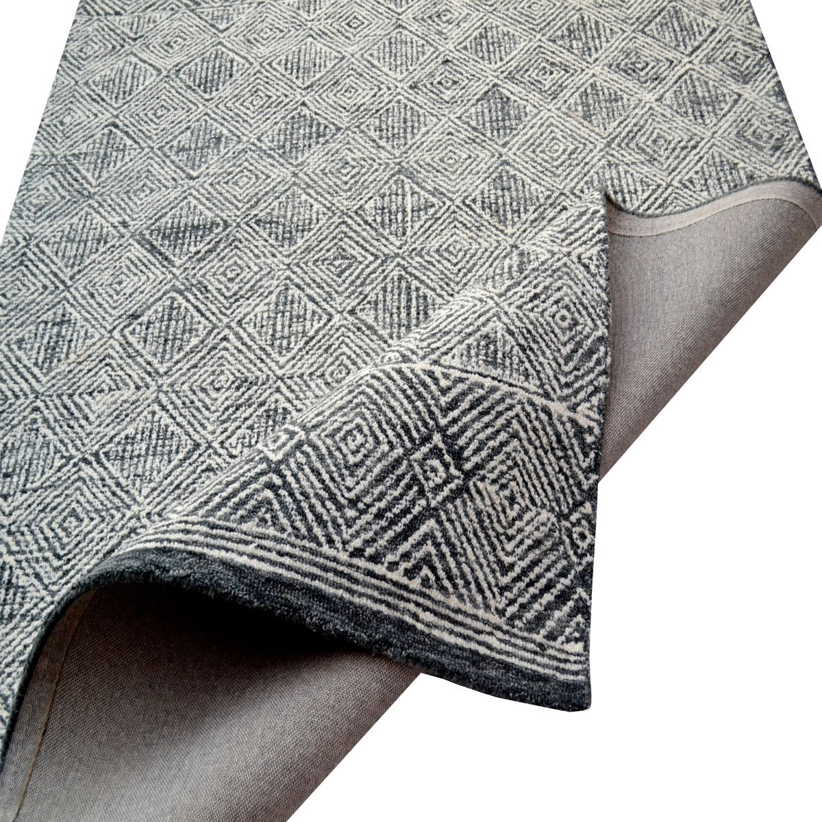 Handmade Roza Wool Rug-6285-Charcoal-110x160cm