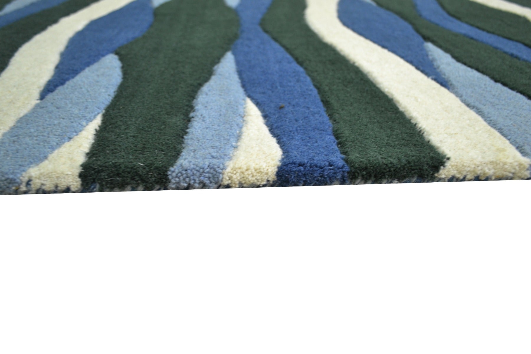 Modern Handmade Wool Rug - Stalle 6249 - Blue - 80X150cm
